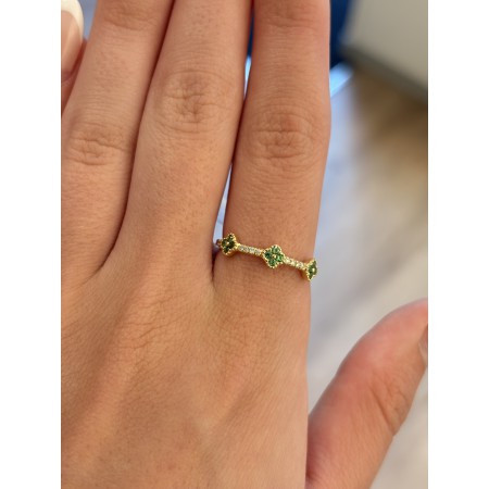 Anillo Oro Tsavoritas y Brillantes