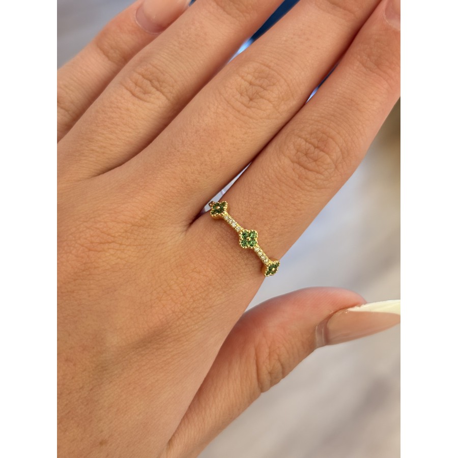 Anillo Oro Tsavoritas y Brillantes
