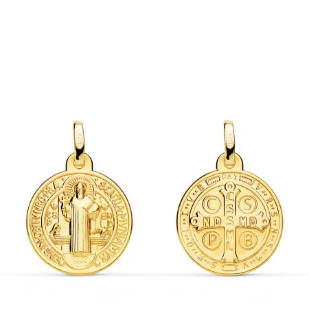 Medalla Escapulario Oro 9K  San Benito Monje 12 mm