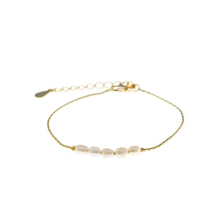 PULSERA PLATA CHAPADA PERLAS