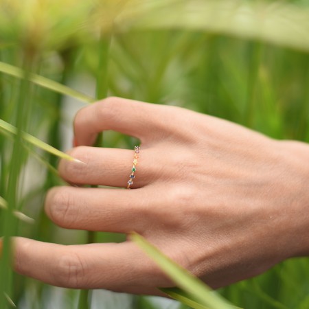 ANILLO ORO RAINBOW TOP. COLORES