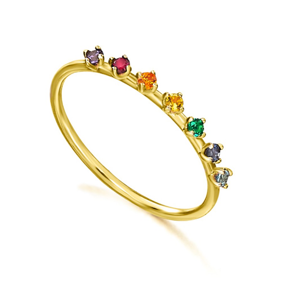 ANILLO ORO RAINBOW TOP. COLORES