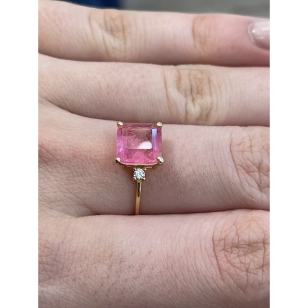 ANILLO ORO CUARZO ROSA Y TOPACIOS