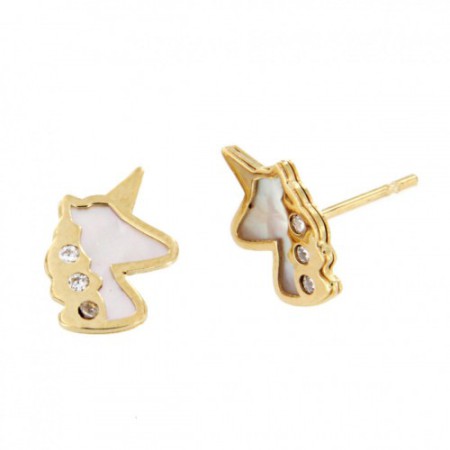 PENDIENTES ORO UNICORNIO NÁCAR