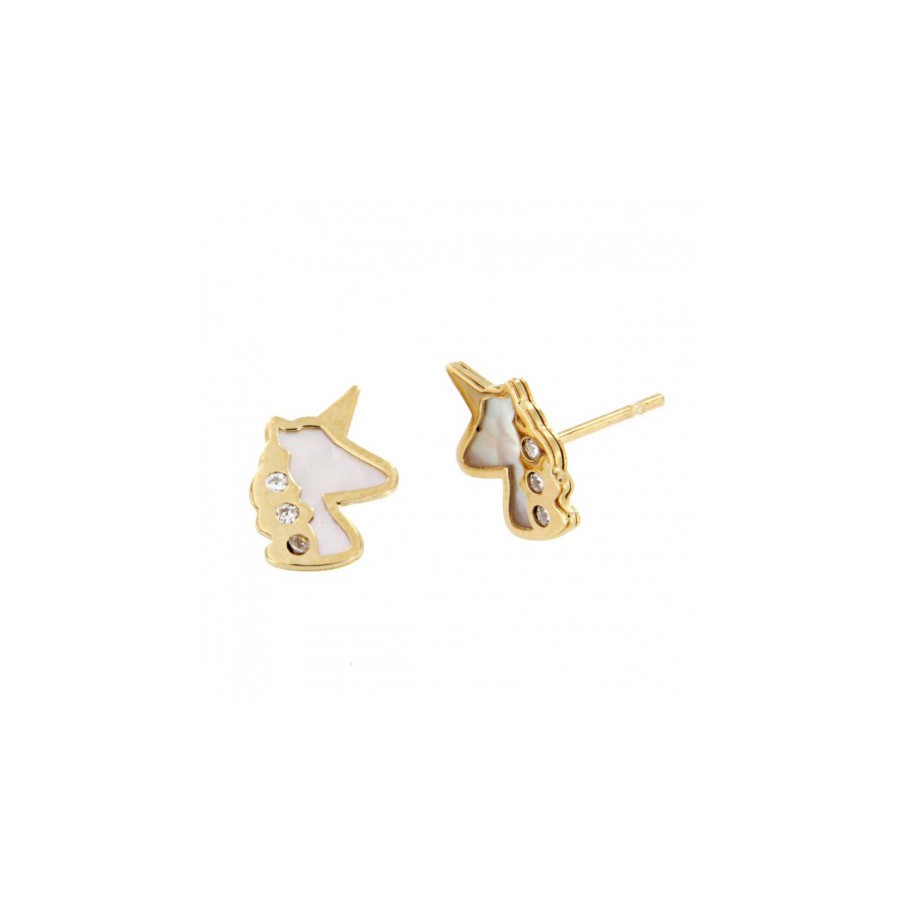 PENDIENTES ORO UNICORNIO NÁCAR