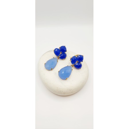 Pendientes Desmontable Plata Chapada Azules