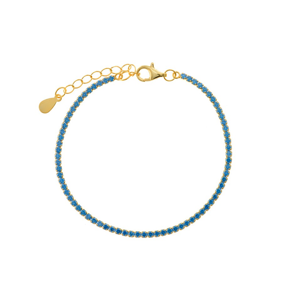 Pulsera Plata Chapada Riviere Circonitas Azules