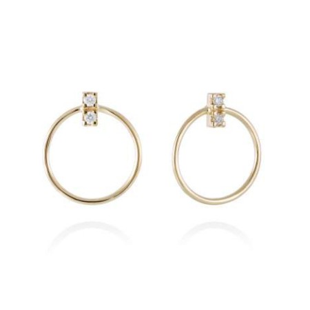 Pendientes Oro 18Kt y 4 Diamantes peso total 0.08 qt