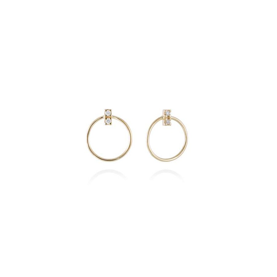 Pendientes Oro 18Kt y 4 Diamantes peso total 0.08 qt