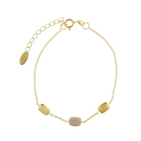 Pulsera Plata Chapada Rectángulos Circonitas