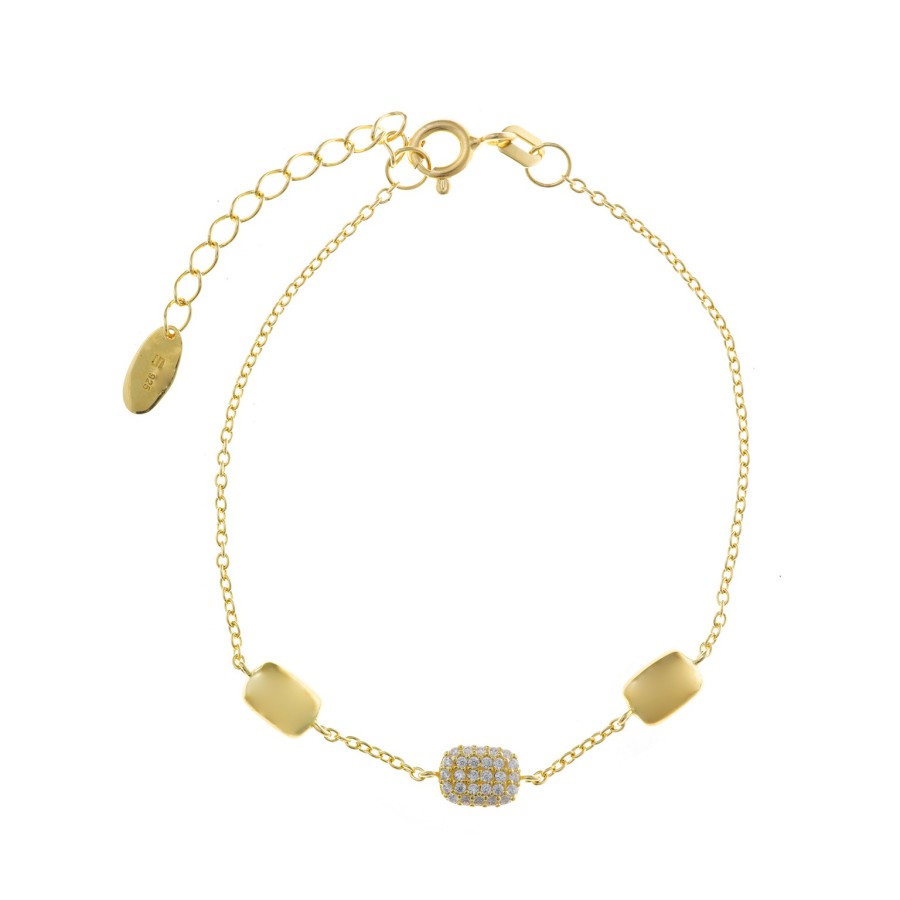 Pulsera Plata Chapada Rectángulos Circonitas