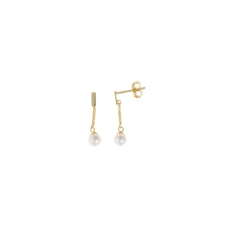 Pendientes Plata Chapada Perlas Cadenita