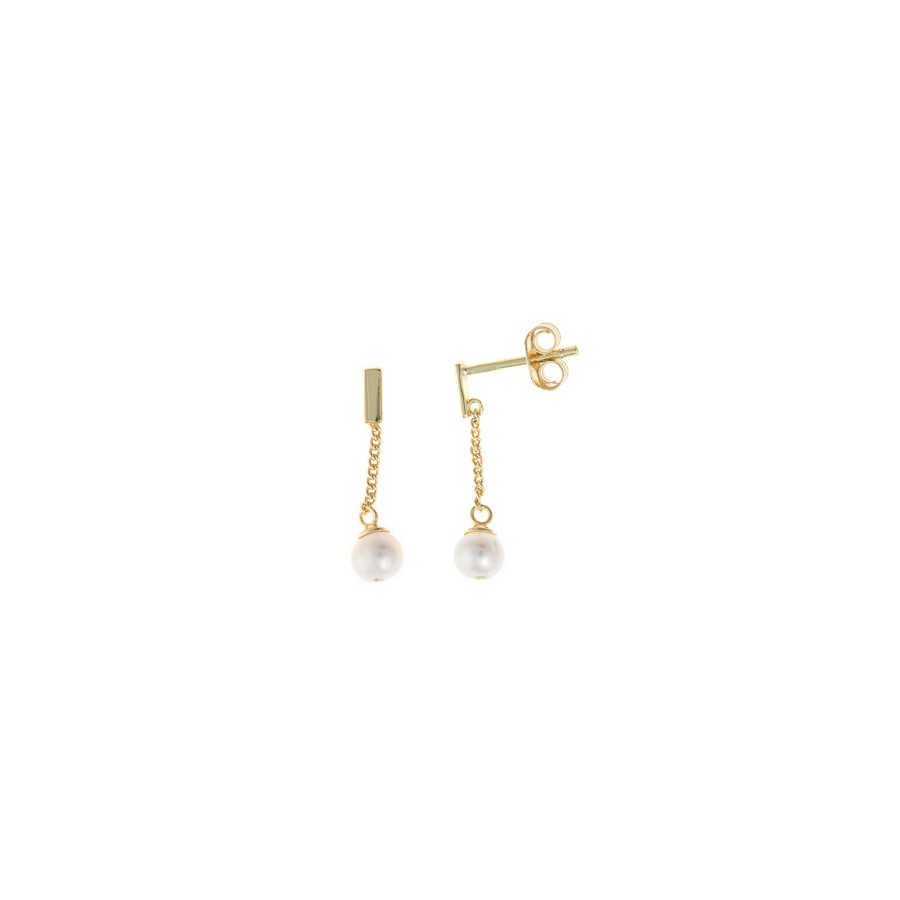 Pendientes Plata Chapada Perlas Cadenita