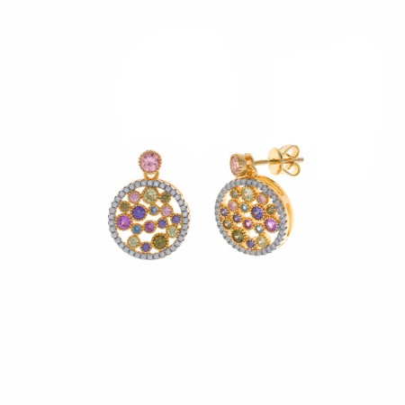 Pendientes Plata Chapada Circonitas Multicolor