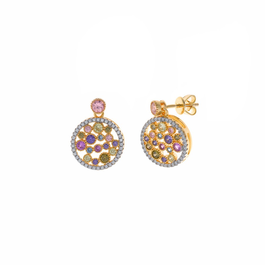 Pendientes Plata Chapada Circonitas Multicolor