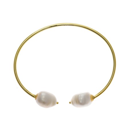 Pulsera Plata Chapada Perlas Torque