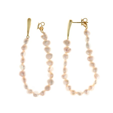 Pendientes Plata Chapada Hilo Perlas
