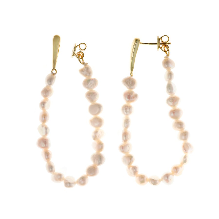 Pendientes Plata Chapada Hilo Perlas