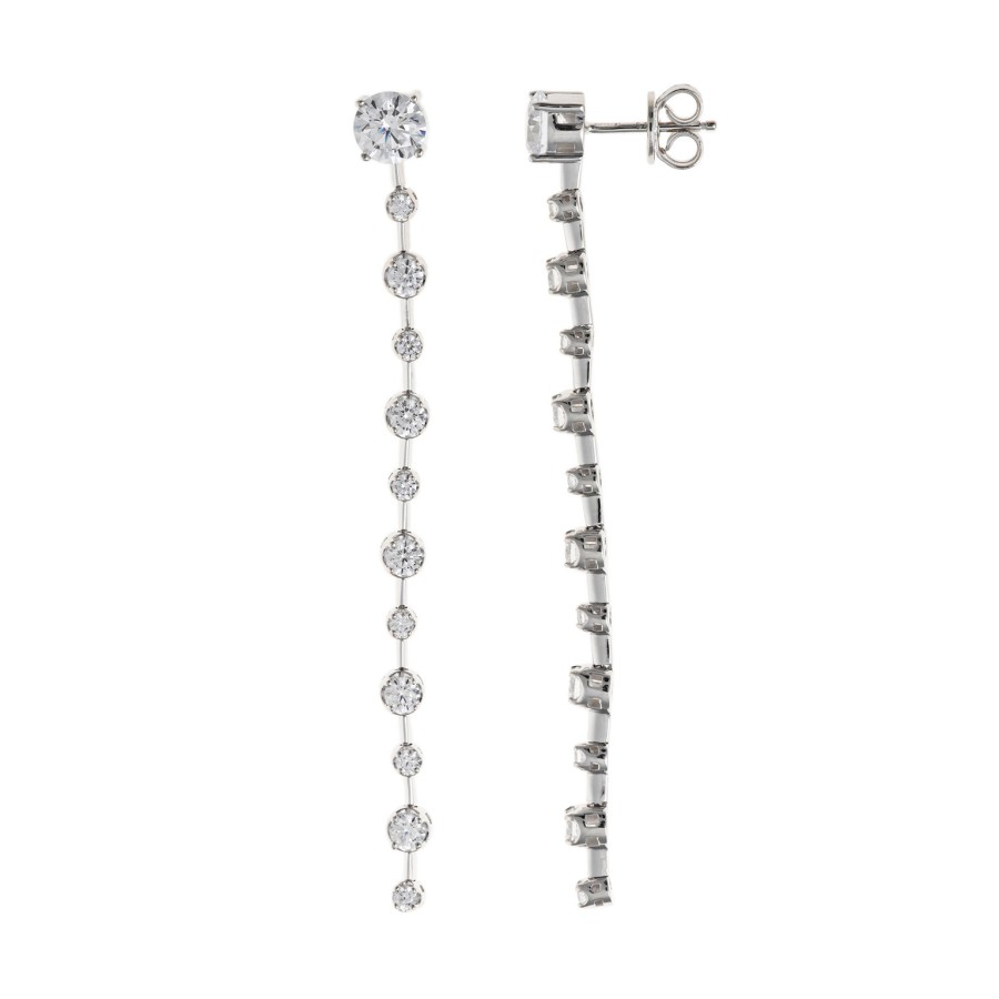 Pendientes Plata Tiras Circonitas en Garra