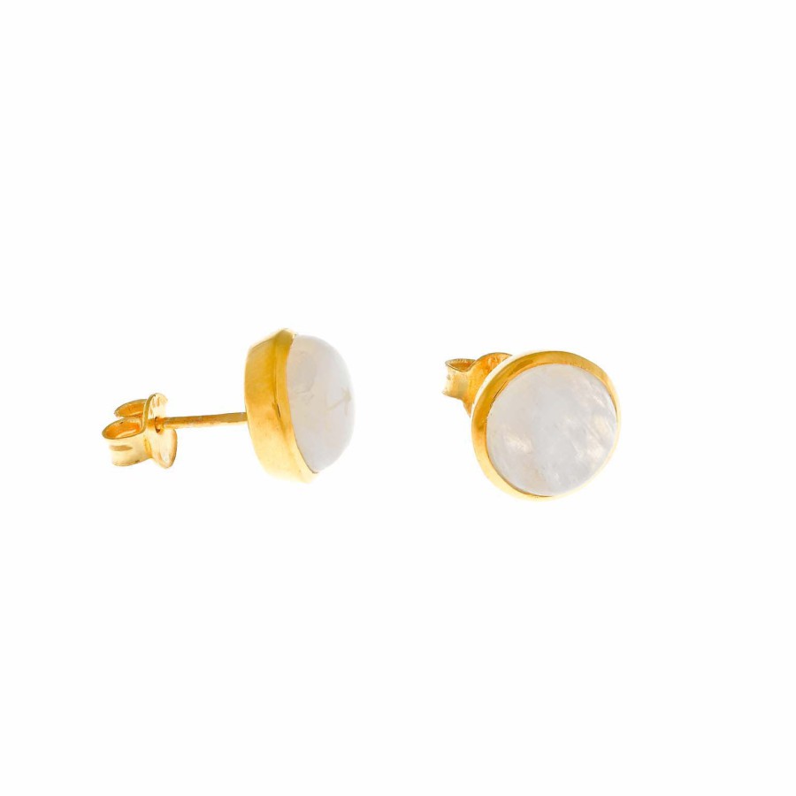 Pendientes Plata Chapada Cuarzo Blanco