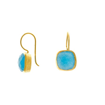 Pendientes Plata Chapada Azul Turquesa
