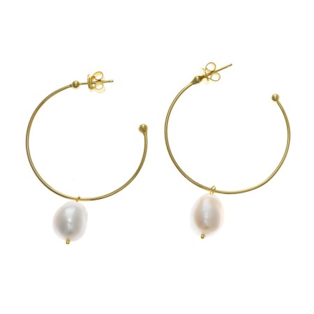 Aros Plata Chapada Perlas