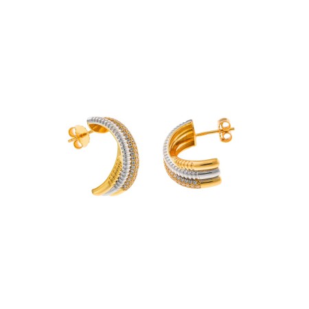 Pendientes Plata Bicolor Medio Aro