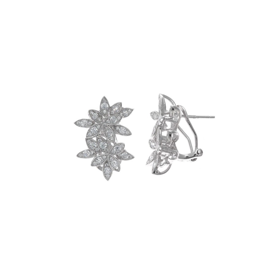 Pendientes Plata Flores Circonitas