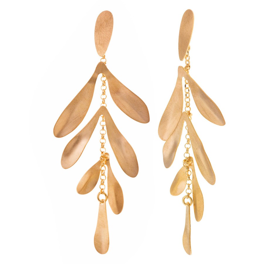 Pendientes Plata Chapada Hojas Mateadas