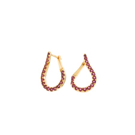 Pendientes Plata Chapada Pera Circonitas Rojas