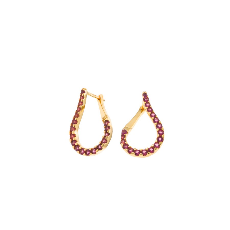 Pendientes Plata Chapada Pera Circonitas Rojas