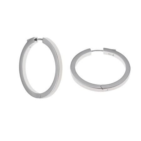 Pendientes Aro Plata Rodio Tubo Cuadrado