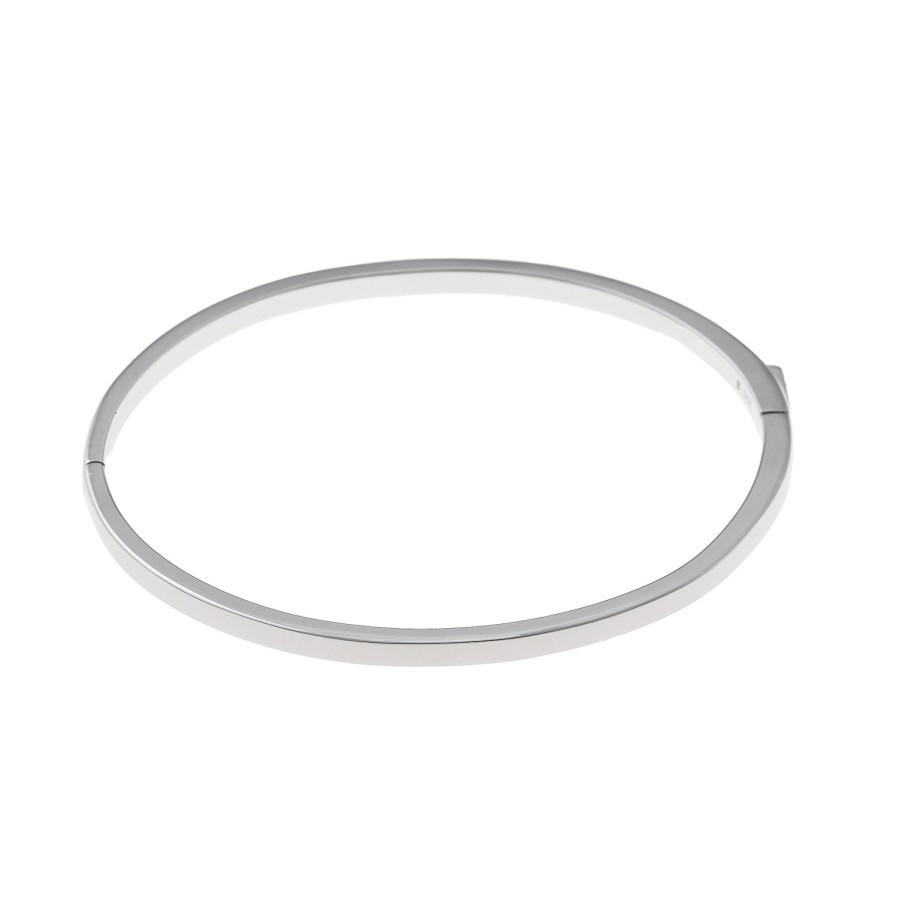 Pulsera Plata Rodio Tubo Cuadrado