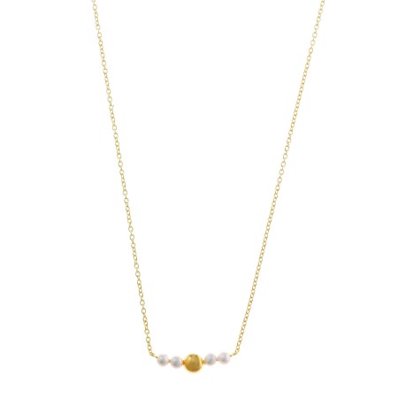 Collar Plata Chapada Disco Liso y Perlas