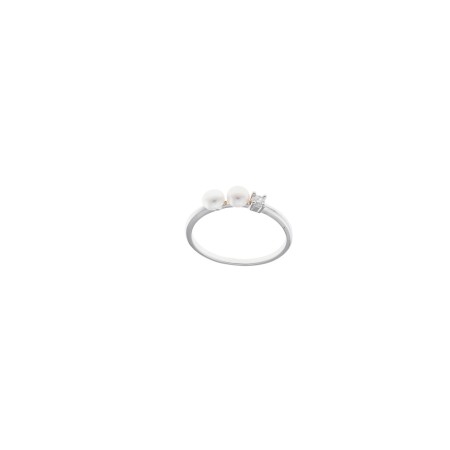 Anillo Plata Rodio Perlas y Circonita